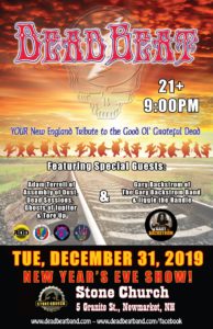 Tuesday December 31, 2019 – NEW YEAR’S EVE! – Stone Church, Newmarket, NH – 21+ – special guests Adam Terrell and Gary Backstrom!